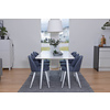 ebuy24 Polar180X90WHWH eethoek eetkamertafel wit en 6 Velvet eetkamerstal blauw.