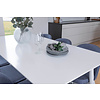 ebuy24 Polar180X90WHWH eethoek eetkamertafel wit en 6 Velvet eetkamerstal blauw.