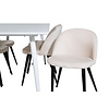 ebuy24 Polar180X90WHWH eethoek eetkamertafel wit en 6 Velvet eetkamerstal velours beige, zwart.