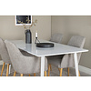 ebuy24 Polar180X90WHWH eethoek eetkamertafel wit en 4 Comfort eetkamerstal lichtgrijs, eik decor.