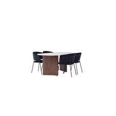 ebuy24 GrÃ¶nvik eethoek tafel offwhite en 4 Selma stoelen zwart.