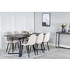 ebuy24 MarinaBLBL eethoek eetkamertafel zwart en 6 Polar eetkamerstal velours beige.
