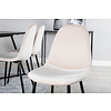 ebuy24 MarinaBLBL eethoek eetkamertafel zwart en 6 Polar eetkamerstal velours beige.