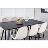 ebuy24 MarinaBLBL eethoek eetkamertafel zwart en 6 Polar eetkamerstal velours beige.