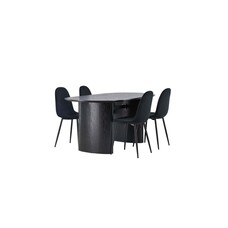 ebuy24 Isolde eethoek tafel zwart en 4 Polar stoelen zwart.