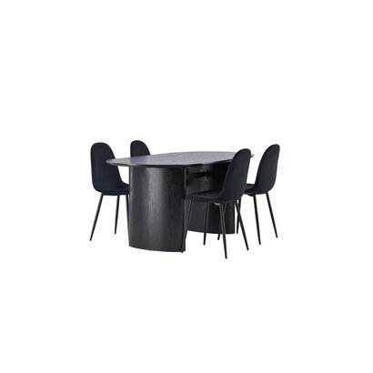 ebuy24 Isolde eethoek tafel zwart en 4 Polar stoelen zwart.