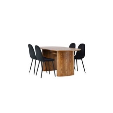 ebuy24 Isolde eethoek tafel naturel en 4 Polar stoelen zwart.