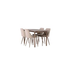 ebuy24 Andy eethoek tafel naturel en 4 Night stoelen bruin.