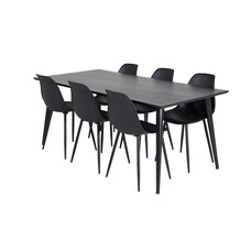 ebuy24 Dipp180x90BLBL eethoek eetkamertafel zwart en 6 Polar eetkamerstal zwart.