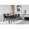 ebuy24 Dipp180x90BLBL eethoek eetkamertafel zwart en 6 Polar eetkamerstal zwart.