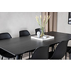 ebuy24 Dipp180x90BLBL eethoek eetkamertafel zwart en 6 Polar eetkamerstal zwart.