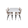 ebuy24 Polar180X90WHWH eethoek eetkamertafel wit en 6 Polar eetkamerstal velours beige.