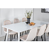 ebuy24 Polar180X90WHWH eethoek eetkamertafel wit en 6 Polar eetkamerstal velours beige.