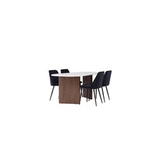 ebuy24 GrÃ¶nvik eethoek tafel offwhite en 4 Night stoelen zwart.