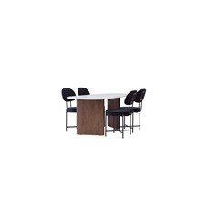 ebuy24 GrÃ¶nvik eethoek tafel offwhite en 4 Stella stoelen zwart.