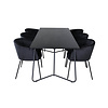 ebuy24 PippiBL eethoek eetkamertafel zwart en 6 Berit eetkamerstal velours zwart.