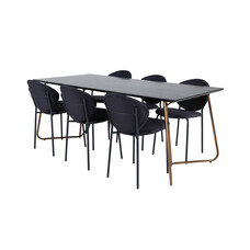 ebuy24 PippiCO eethoek eetkamertafel zwart en 6 Vault eetkamerstal zwart.