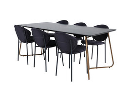 ebuy24 PippiCO eethoek eetkamertafel zwart en 6 Vault eetkamerstal zwart.