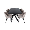 ebuy24 PiazzaBLBL eethoek eetkamertafel zwart en 6 Velvet Stitches eetkamerstoel beige.