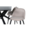 ebuy24 PiazzaBLBL eethoek eetkamertafel zwart en 6 Velvet Stitches eetkamerstoel beige.