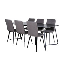 ebuy24 PippiBL eethoek eetkamertafel zwart en 6 Windu Lyx eetkamerstal grijs.