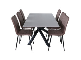 ebuy24 PiazzaGRBL eethoek eetkamertafel grijs en 6 Windu Lyx eetkamerstal bruin.