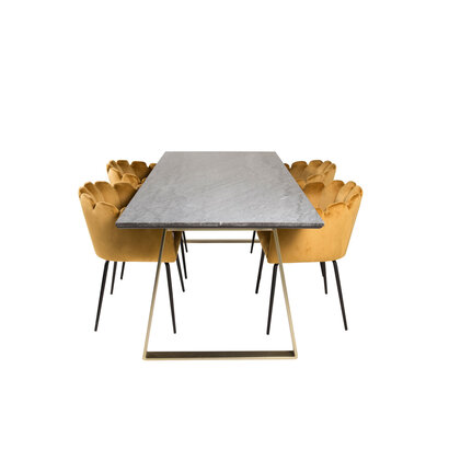 ebuy24 Vail eethoek tafel zwart en 4 Limhamn stoelen beige.