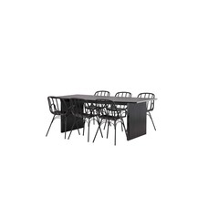 ebuy24 Vail eethoek tafel zwart en 6 Dyrön stoelen zwart.