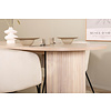 ebuy24 BiancaWW eethoek eetkamertafel eik fineer wit washed en 4 Berit eetkamerstal velours beige.