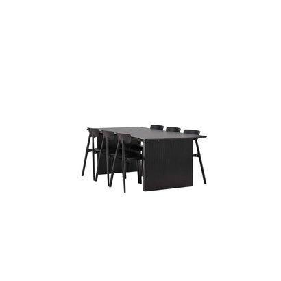 ebuy24 Vail eethoek tafel zwart en 6 Ursholmen stoelen zwart.