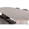 ebuy24 BiancaWW eethoek eetkamertafel eik fineer wit washed en 4 Velvet Stitches eetkamerstal beige.