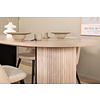 ebuy24 BiancaWW eethoek eetkamertafel eik fineer wit washed en 4 Velvet Stitches eetkamerstal beige.