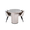 ebuy24 BiancaWW eethoek eetkamertafel eik fineer wit washed en 4 Velvet Stitches eetkamerstal velours beige.