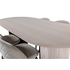 ebuy24 BiancaWW eethoek eetkamertafel eik fineer wit washed en 4 Velvet Stitches eetkamerstal velours beige.