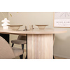 ebuy24 BiancaWW eethoek eetkamertafel eik fineer wit washed en 4 Velvet Stitches eetkamerstal velours beige.