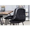 ebuy24 Jakarta eethoek eetkamertafel teakhout en 6 Polar Diamond eetkamerstal velours zwart.