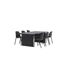 ebuy24 Vail eethoek tafel zwart en 6 baltimore stoelen zwart.