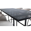 ebuy24 Leif eethoek eetkamertafel rokerig glas en 6 Berit eetkamerstal velours beige.