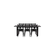 ebuy24 Vail eethoek tafel zwart en 6 Crosett stoelen zwart.