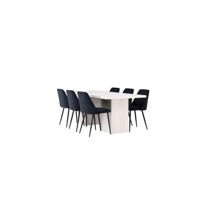 ebuy24 Olga eethoek tafel wit en 6 Night stoelen zwart.