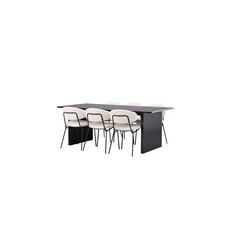 ebuy24 Vail eethoek tafel zwart en 6 Chico stoelen wit.