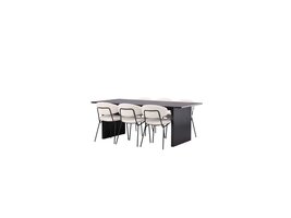 ebuy24 Vail eethoek tafel zwart en 6 Chico stoelen wit.