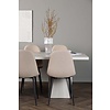 ebuy24 Olga eethoek tafel wit en 6 Polar stoelen beige.