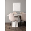 ebuy24 Olga eethoek tafel wit en 6 Polar stoelen beige.