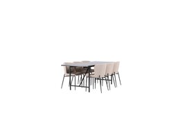 ebuy24 Astrid eethoek tafel zwart en 6 Modesto stoelen beige.