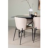 ebuy24 Astrid eethoek tafel zwart en 6 Modesto stoelen beige.