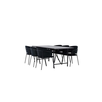 ebuy24 Astrid eethoek tafel zwart en 6 Selma stoelen zwart.