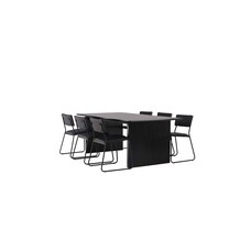 ebuy24 Vail eethoek tafel zwart en 6 Kenth stoelen zwart.