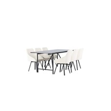 ebuy24 Astrid eethoek tafel zwart en 6 Rosie stoelen beige.