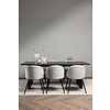 ebuy24 Vail eethoek tafel zwart en 6 Velvet stoelen grijs.